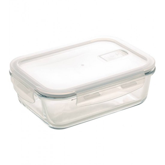 Pote 640ml Retangular Hermético Borossilicato Transparente